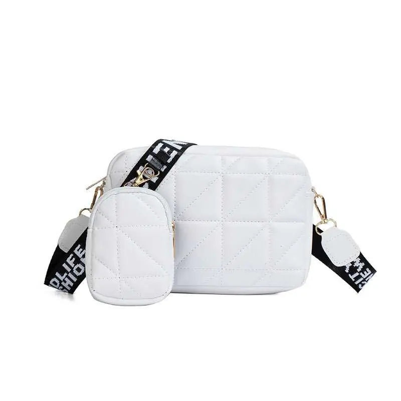 2Pcs Rhombus Shoulder Bag With Wallet Letter Print Wide Shoulder Strap Small Square Bag Large Capacity Cell Phone Crossbody Bags - AMIR BAGS INDIA PRIVATE LIMITED