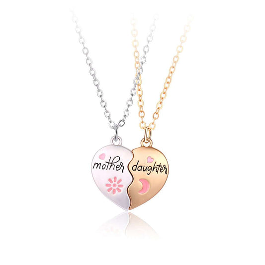 2PCS Set Jewelry Mother Daughter Necklace Matching Heart Magnetic Pendant Fashion Gifts For Mother's Day - AMIR BAGS INDIA PRIVATE LIMITED