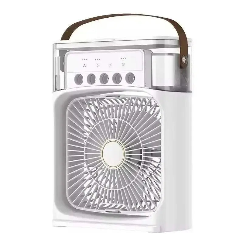 3 In 1 Summer Cooling Fan Portable Desktop Humidifier USB Mini Air Conditioners Night Light Water Mist For Home Or Office - AMIR BAGS INDIA PRIVATE LIMITED