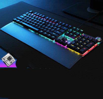 F2088 mechanical keyboard with 108 keys, wired USB, RGB backlighting, and wrist rest