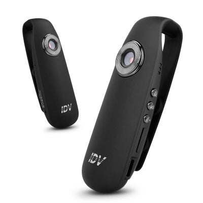 Compact black outdoor camera recorder with clip and 1080p video resolution