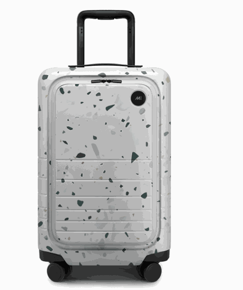 Canadian front open lid pull-rod boarding box with terrazzo pattern and TSA lock