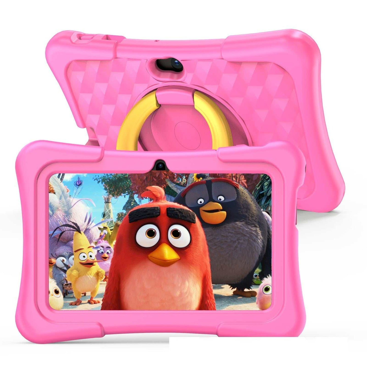 Pink A133 Quad-core 7-inch children's tablet with protective case and cartoon display