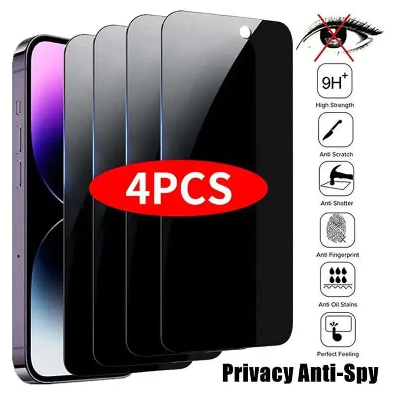 4PCS Privacy Screen Protector For iPhone 14 Pro Max 16 Pro Anti - Spy Glass For iPhone 13 15 12 11 Pro Max 13 Mini Tempered Glass - AMIR BAGS INDIA PRIVATE LIMITED