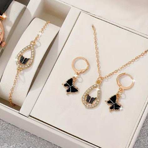 4PCS Set Luxury Women Butterfly Necklace Bracelet Earrings Drop Oil Diamond Jewelry For Girl Gift Jewelry Fashion Jewelry Set - AMIR BAGS INDIA PRIVATE LIMITED