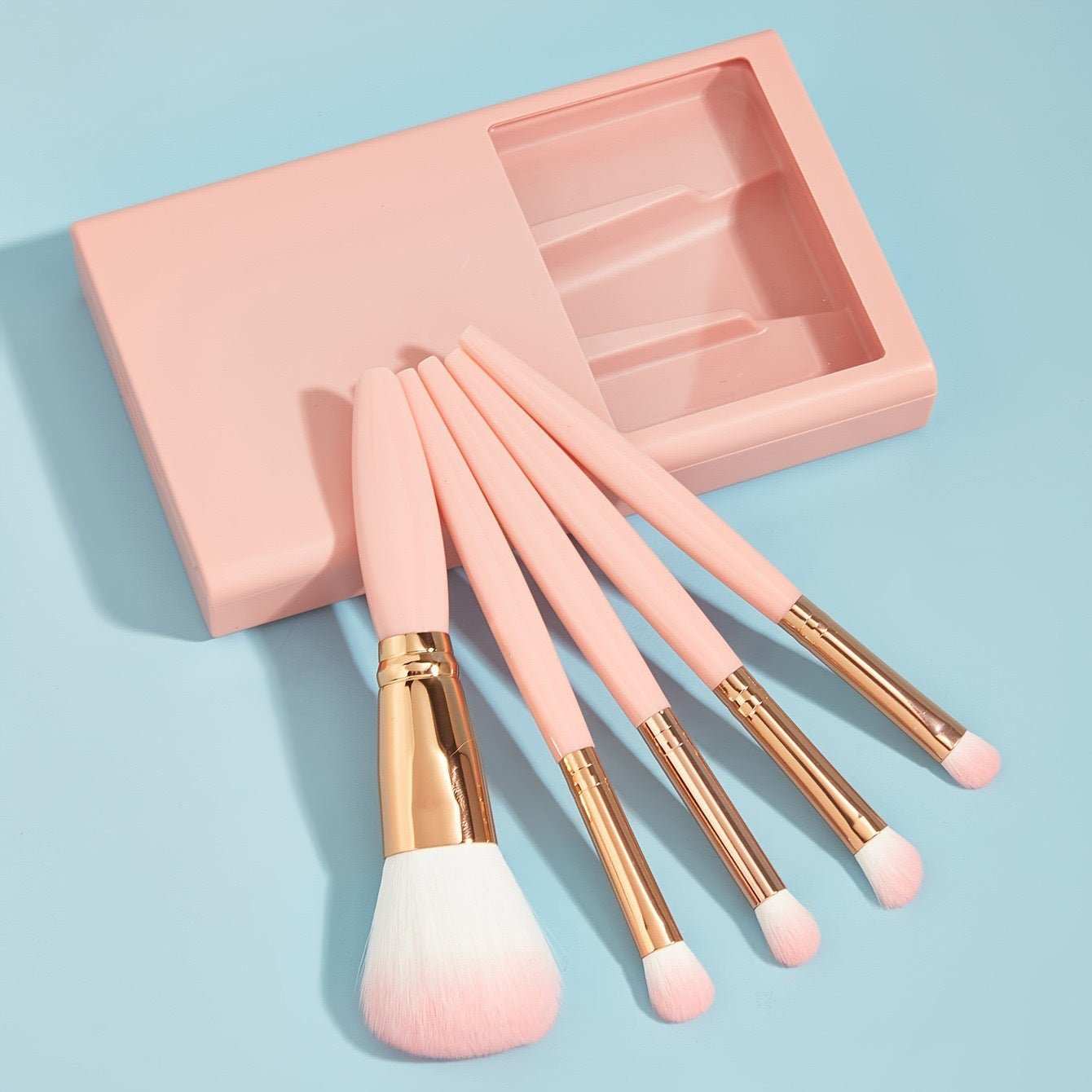 5 PCs Makeup Brushes With Mirror Travel Set - AMIR BAGS INDIA PRIVATE LIMITED