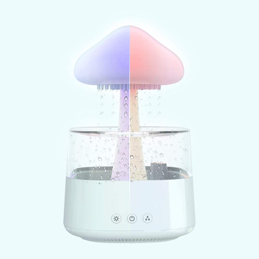 Rain Cloud Humidifier with 7 LED colors, mushroom design, 400ml capacity, aromatherapy diffuser