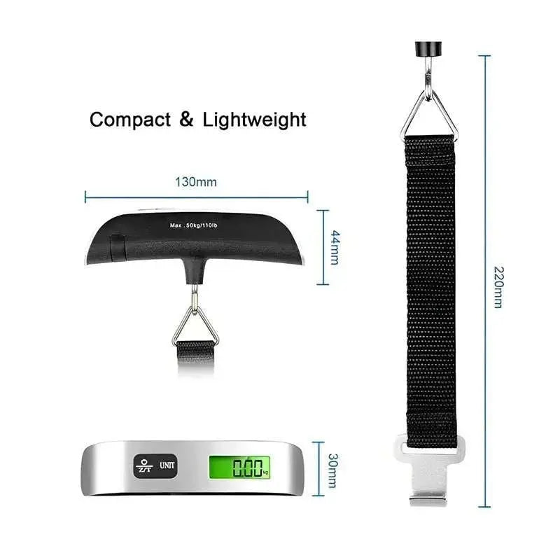 50kg/110lb Portable Digital Luggage Weight Scale LCD Display Pocket Electronic Suitcase Travel Scale Balance Baggage Weight Tool - AMIR BAGS INDIA PRIVATE LIMITED
