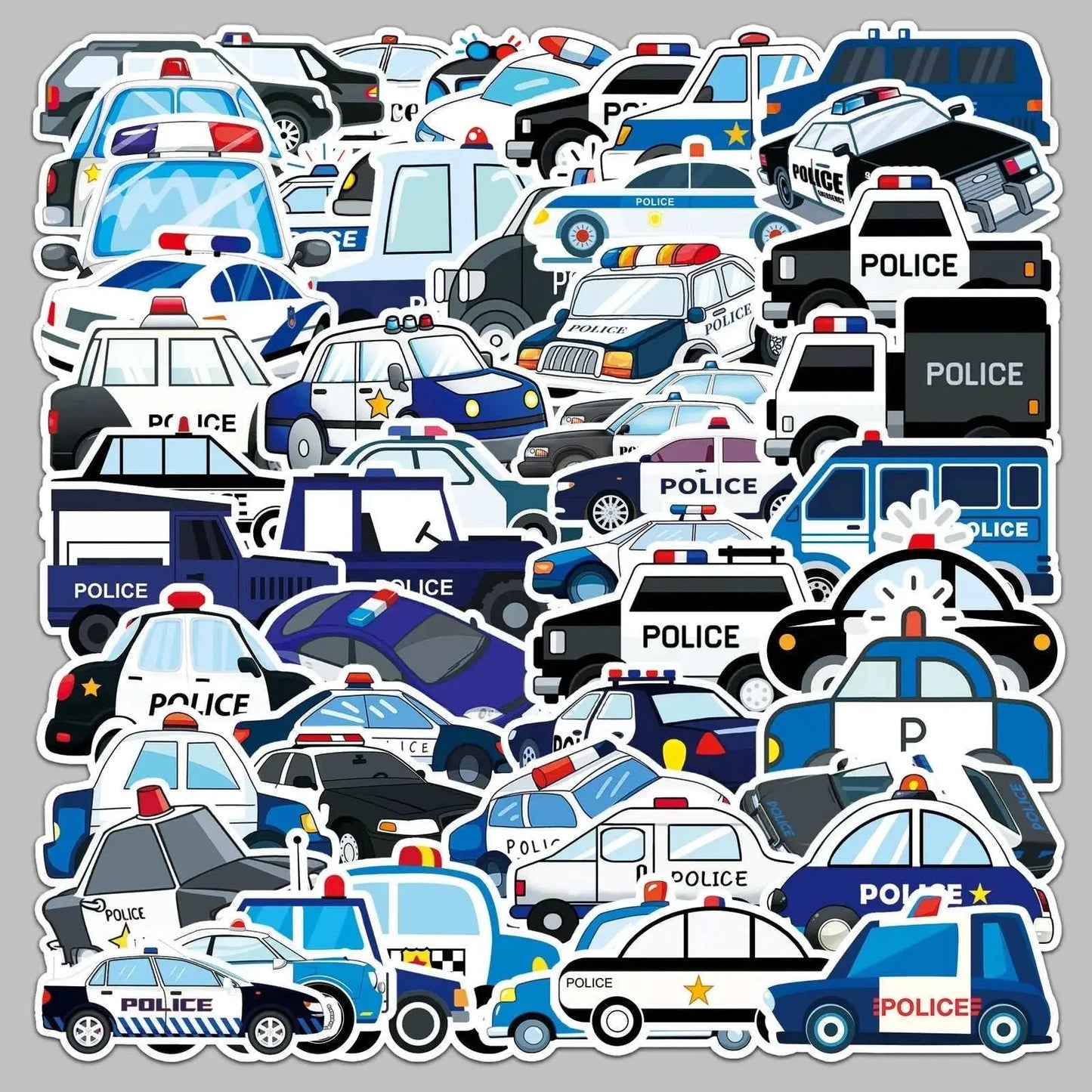 50Pcs Cartoon Police Car Theme Graffiti Stickers Luggage Sticker Toys for Kids Boy Birthday Party Favors Baby Shower Goodie Bag - AMIR BAGS INDIA PRIVATE LIMITED