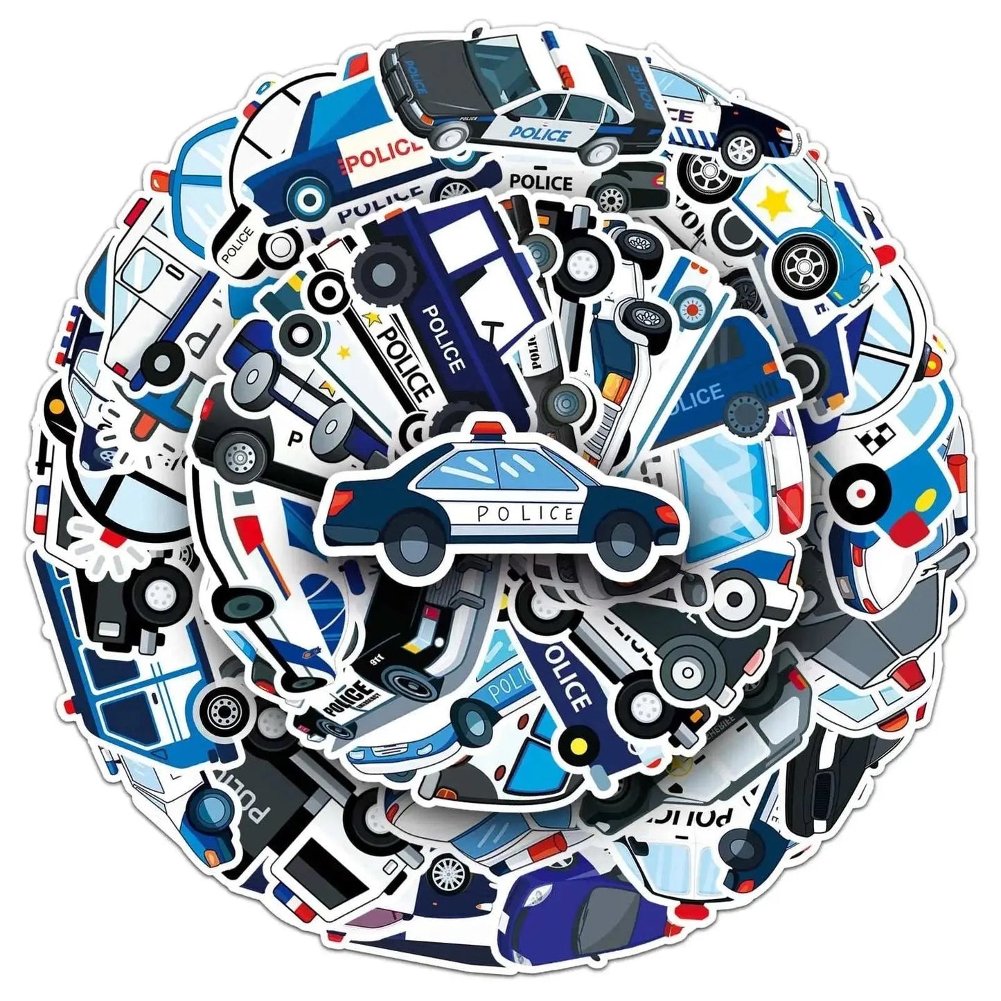50Pcs Cartoon Police Car Theme Graffiti Stickers Luggage Sticker Toys for Kids Boy Birthday Party Favors Baby Shower Goodie Bag - AMIR BAGS INDIA PRIVATE LIMITED