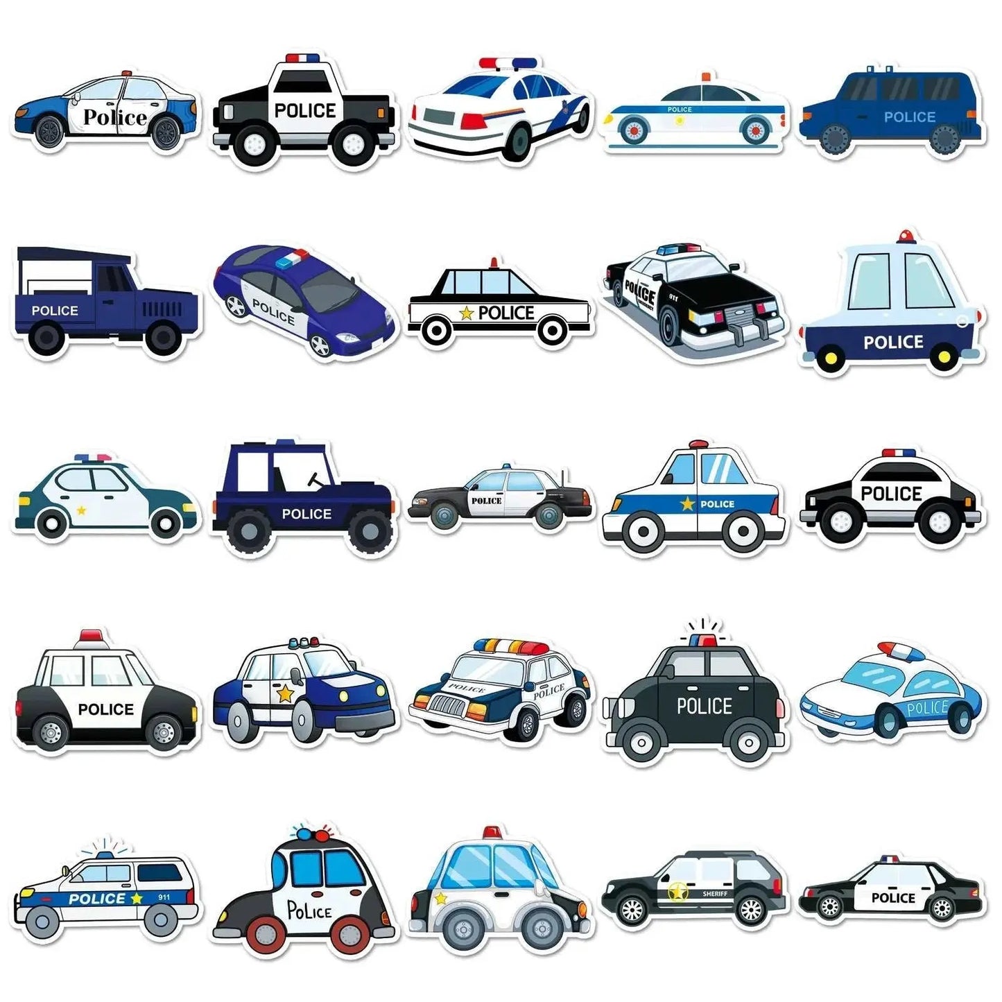 50Pcs Cartoon Police Car Theme Graffiti Stickers Luggage Sticker Toys for Kids Boy Birthday Party Favors Baby Shower Goodie Bag - AMIR BAGS INDIA PRIVATE LIMITED