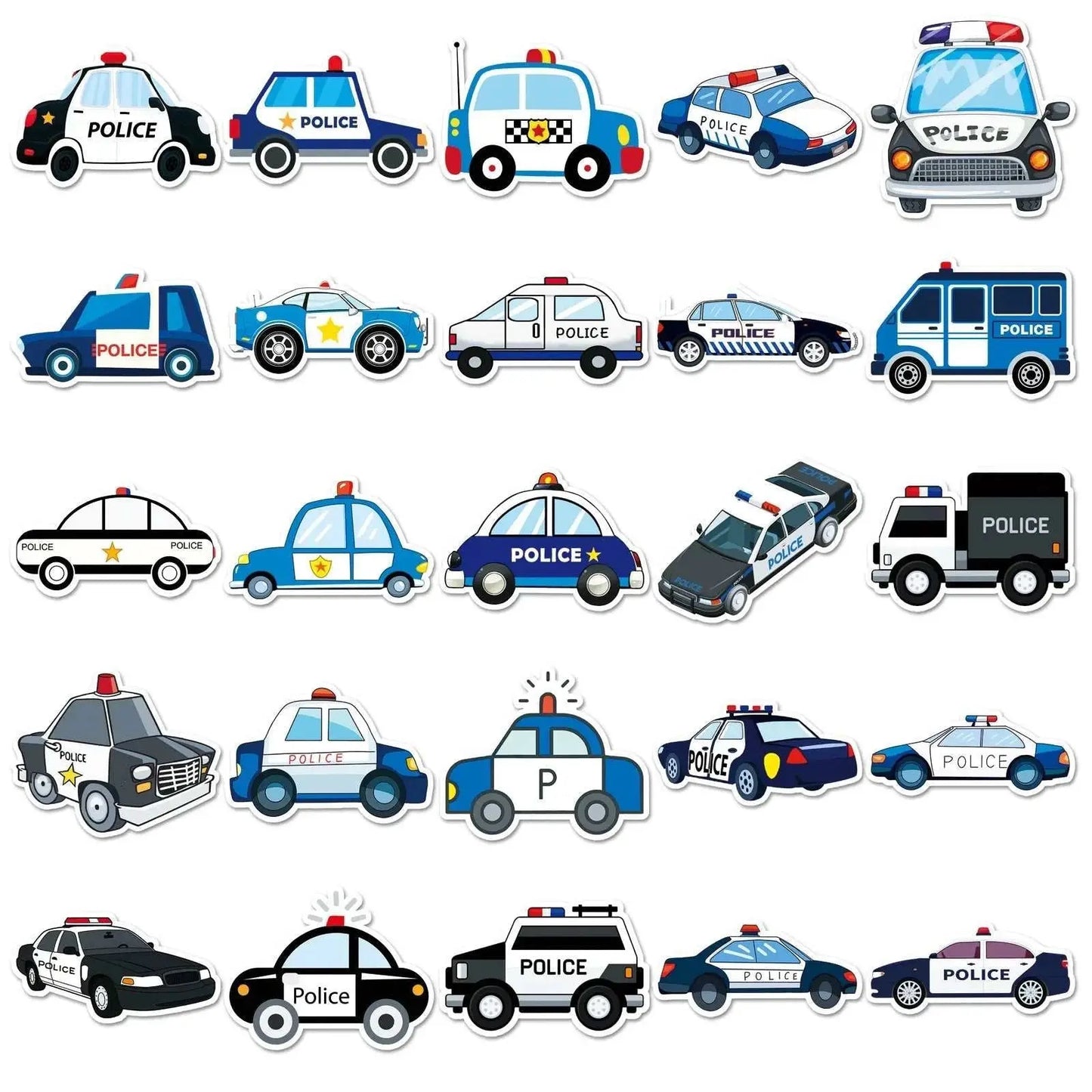 50Pcs Cartoon Police Car Theme Graffiti Stickers Luggage Sticker Toys for Kids Boy Birthday Party Favors Baby Shower Goodie Bag - AMIR BAGS INDIA PRIVATE LIMITED