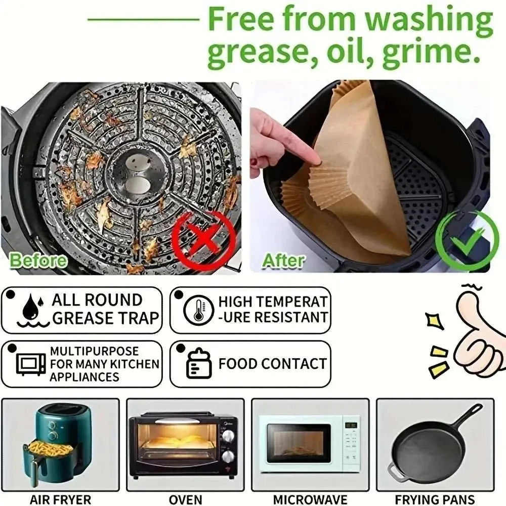 50pcs/Set Air Fryer Disposable Paper Parchment Wood Pulp Steamer Cheesecake Air Fryer Accessories Baking Paper For Air Fryer - AMIR BAGS INDIA PRIVATE LIMITED