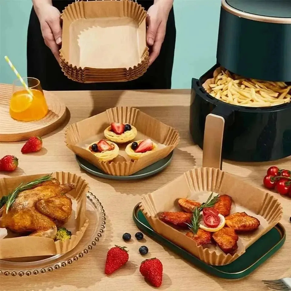 50pcs/set Air Fryer Disposable Paper Parchment Wood Pulp Steamer Cheesecake Air Fryer Accessories Baking Paper For Air Fryer - AMIR BAGS INDIA PRIVATE LIMITED