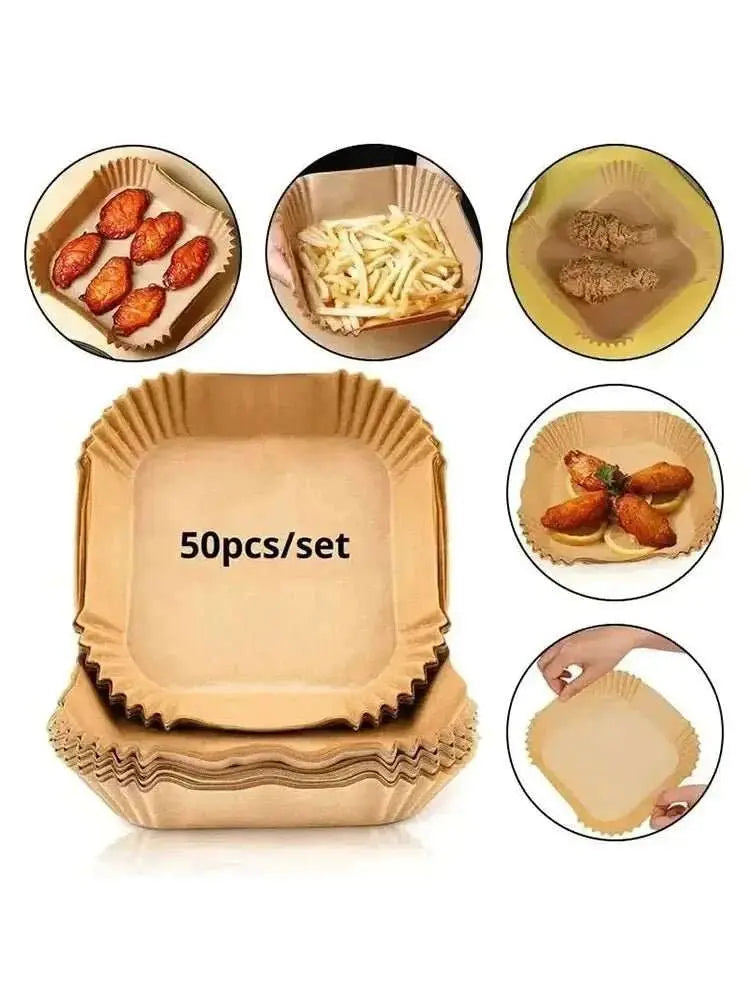 50pcs/Set Air Fryer Disposable Paper Parchment Wood Pulp Steamer Cheesecake Air Fryer Accessories Baking Paper For Air Fryer - AMIR BAGS INDIA PRIVATE LIMITED