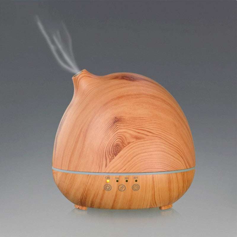 Wood finish Spa Ultrasonic Diffuser with 400ml capacity and side fog output releasing mist