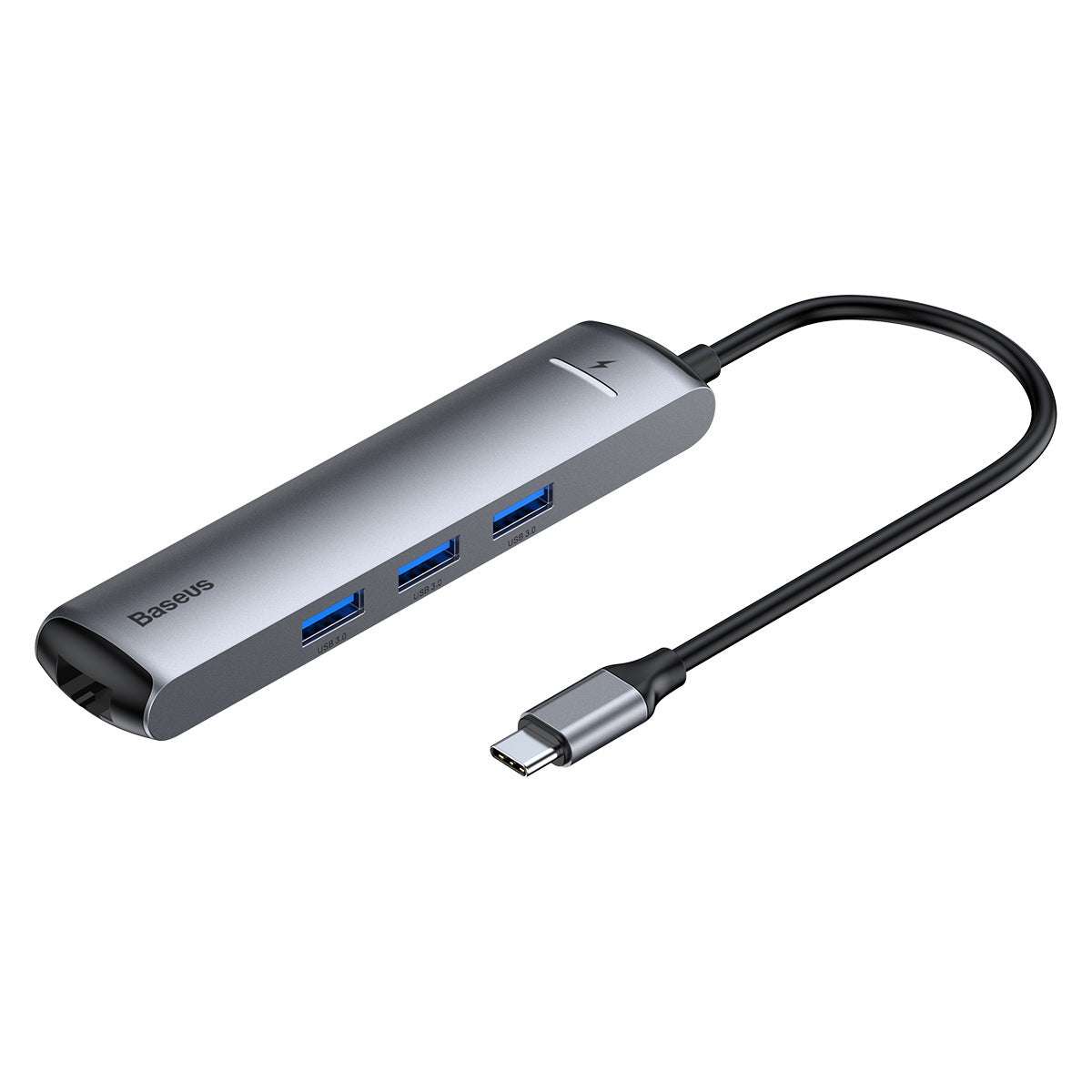 USB-C docking station hub compatible with Apple MacBook and iPhone models, 5Gbps transmission rate, aluminum alloy finish