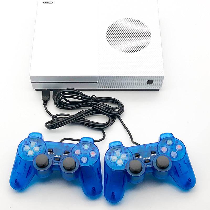 Arcade Xgame Joystick wired game console with two blue controllers and HDMI output