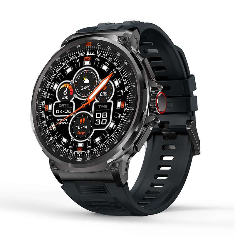 Bluetooth calling smartwatch with heart rate and blood oxygen monitoring in black with a sporty design