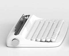 Wireless Bluetooth external keyboard with retro typewriter design in white color