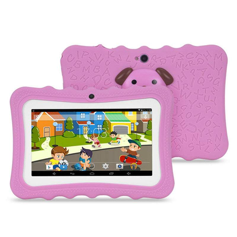 7inch children's pink cartoon tablet with protective case and educational game screen