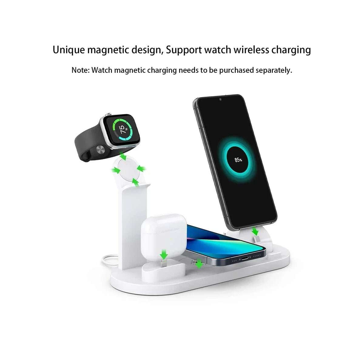 7 in 1 Wireless Charger Stand Pad for Iphone 15 14 13 12 11 X Apple Watch Airpods Desk Phone Chargers Fast Charging Dock Station - AMIR BAGS INDIA PRIVATE LIMITED