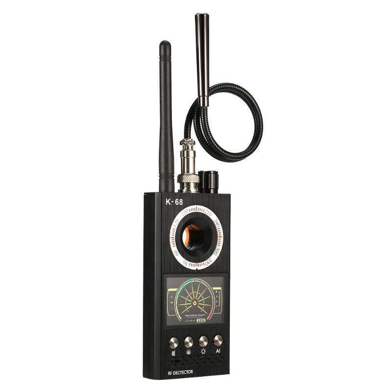Black K-68 anti-sneak shooting camera signal detector with dual antennas and analog meter display