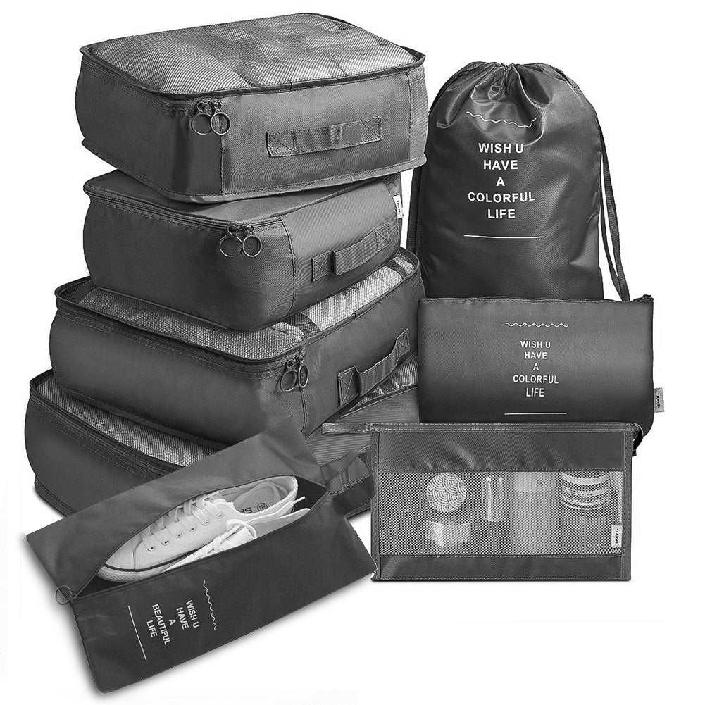 8 - piece Set Luggage Divider Bag Travel Storage Clothes Underwear Shoes Organizer Packing Cube Bag - AMIR BAGS INDIA PRIVATE LIMITED