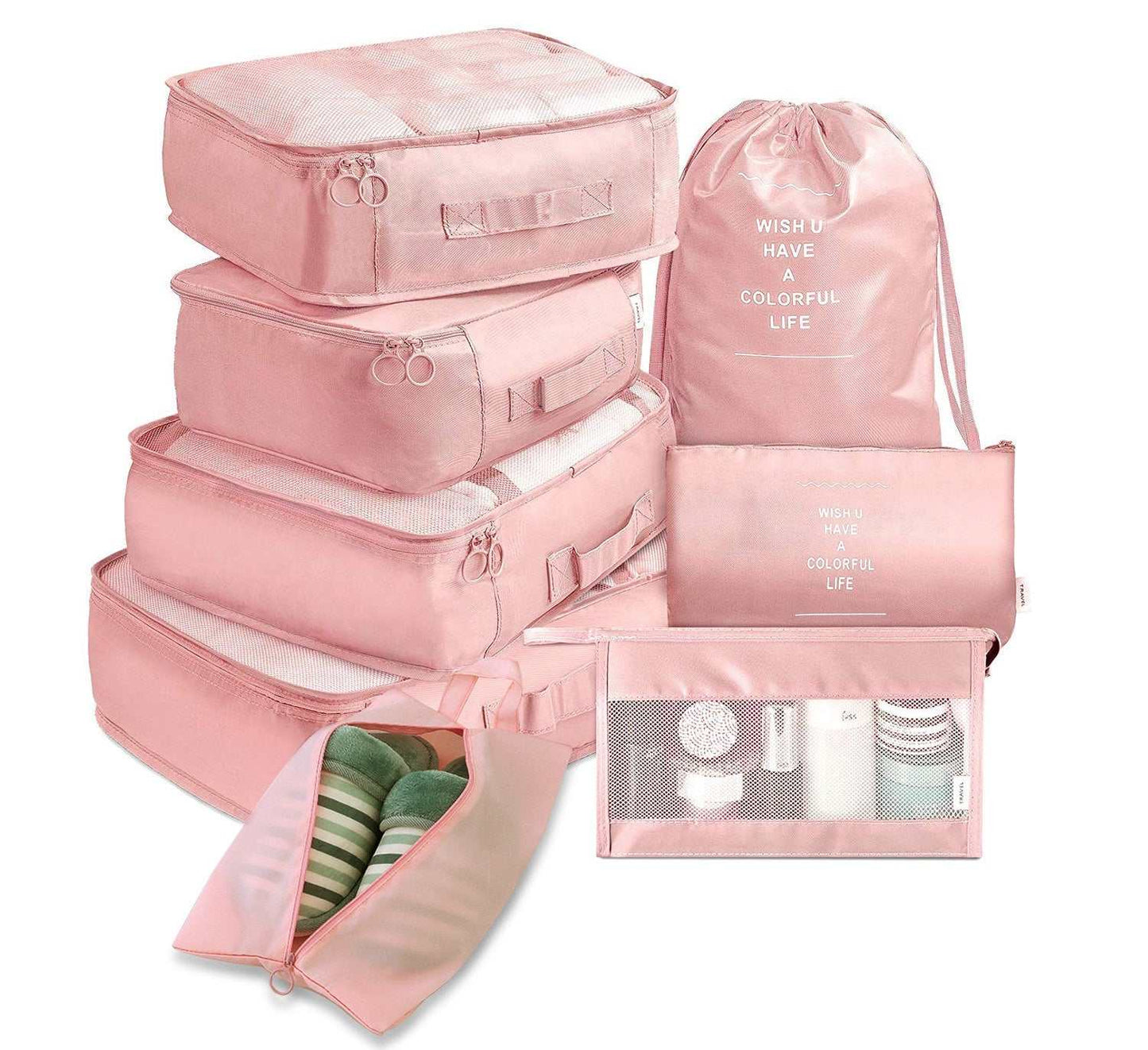 8 - piece Set Luggage Divider Bag Travel Storage Clothes Underwear Shoes Organizer Packing Cube Bag - AMIR BAGS INDIA PRIVATE LIMITED
