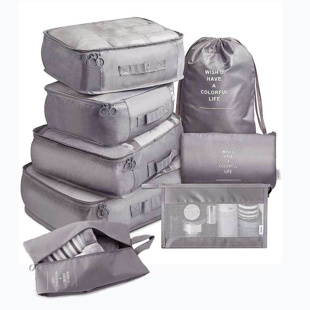 8 - piece Set Luggage Divider Bag Travel Storage Clothes Underwear Shoes Organizer Packing Cube Bag - AMIR BAGS INDIA PRIVATE LIMITED