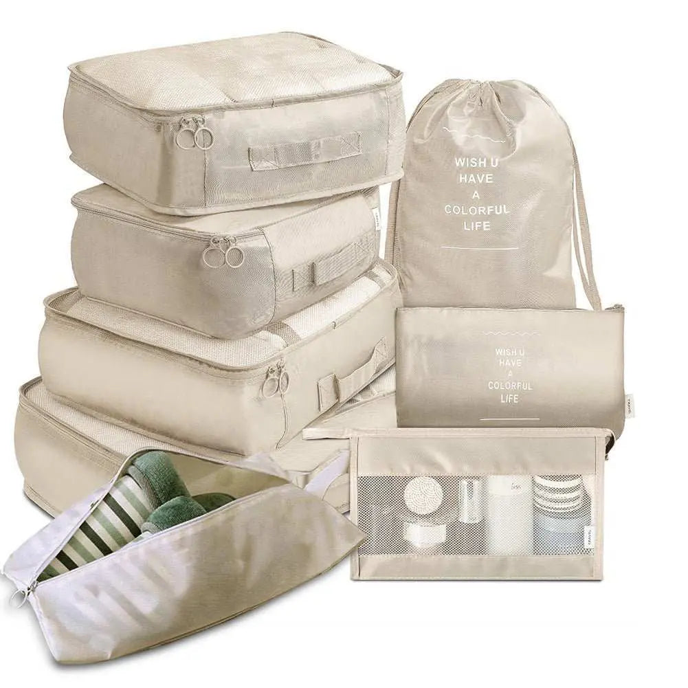 8 - piece Set Luggage Divider Bag Travel Storage Clothes Underwear Shoes Organizer Packing Cube Bag - AMIR BAGS INDIA PRIVATE LIMITED