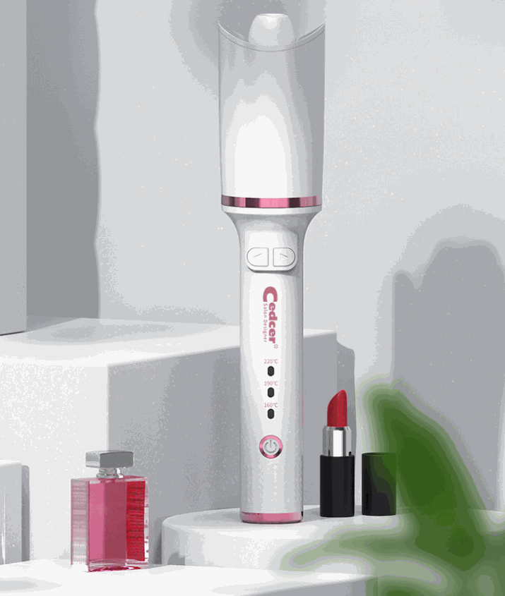 Auto rotate ceramic hair curler with adjustable temperature and timer, electric curling iron for long-lasting styling