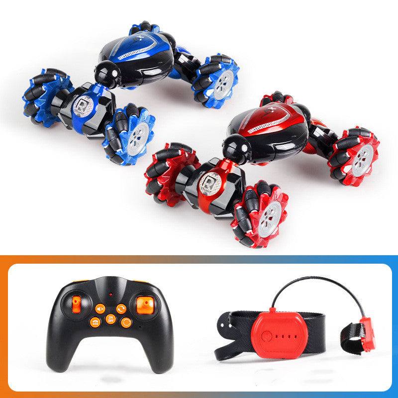 Wireless gesture sensor twist cars in blue and red with remote control and wrist sensor for kids' play and development
