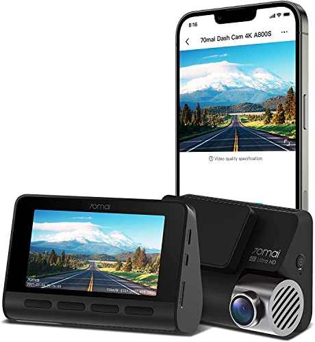 70mai A800S 4K Ultra HD dash cam with Sony IMX415 sensor, night vision, GPS, ADAS, and smartphone app connectivity