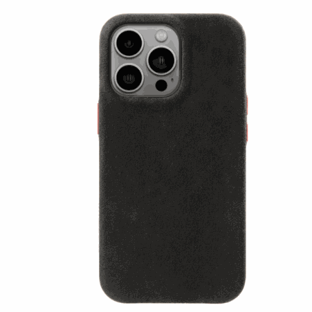 Handmate Case Suede phone case with Alcantara fabric surface, PC middle layer, and gold button, compatible with Apple phones