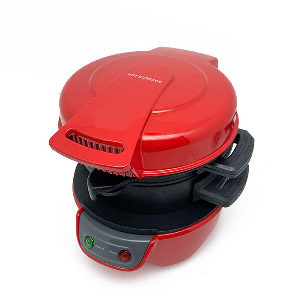 Red household breakfast machine sandwich maker with egg cooker and waffle function