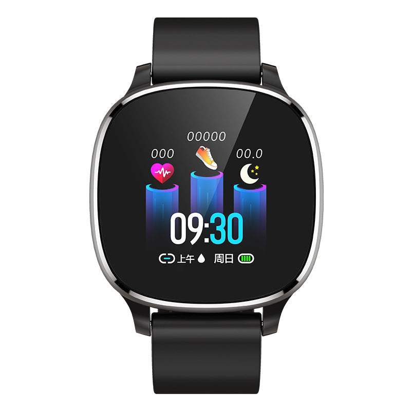 Smart bracelet with large full touch screen, heart rate monitor, and Bluetooth sports tracking.