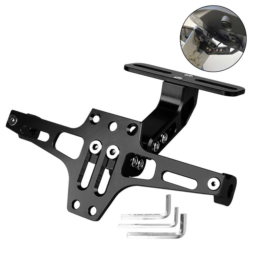 Aluminium Alloy Moto Accessories Tail Mount Holder Frame Adjustable Motorcycle Rear License Plate Holder Fender Eliminator Kit - AMIR BAGS INDIA PRIVATE LIMITED