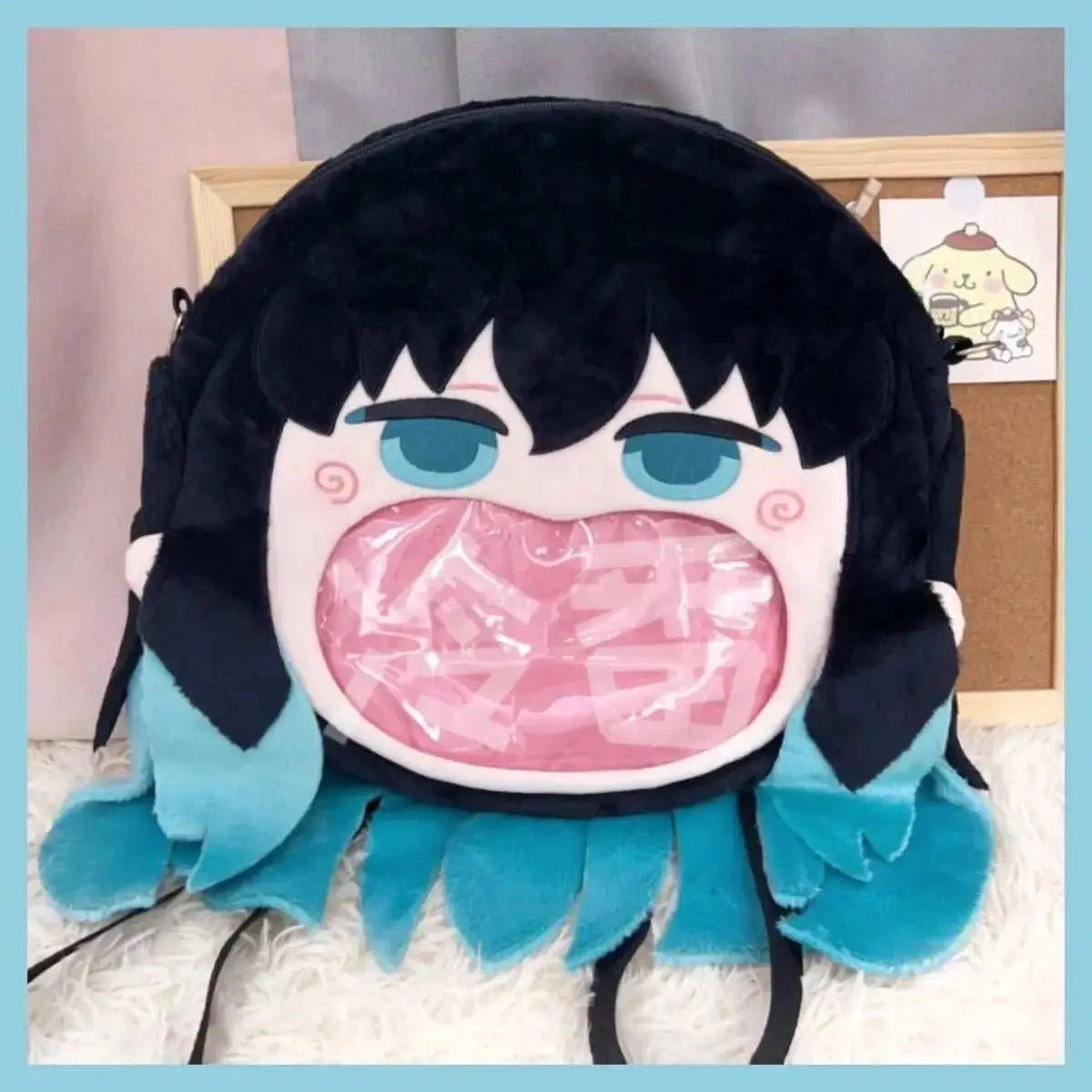 Anime Attribute Tokitou Muichirou Big Mouth Plush itabag Backpack Transparent Shoulder Bag Student Bookbag Crossbody Bag - AMIR BAGS INDIA PRIVATE LIMITED
