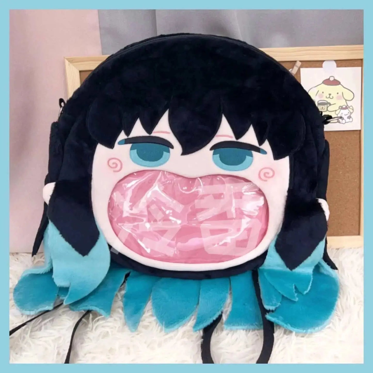 Anime Attribute Tokitou Muichirou Big Mouth Plush itabag Backpack Transparent Shoulder Bag Student Bookbag Crossbody Bag - AMIR BAGS INDIA PRIVATE LIMITED