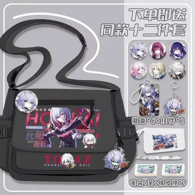 Anime Honkai: Star Rail Aventurine Sparkle Sunday Cosplay Shoulder Student Sports Crossbody Backpack Messenger Bag - AMIR BAGS INDIA PRIVATE LIMITED