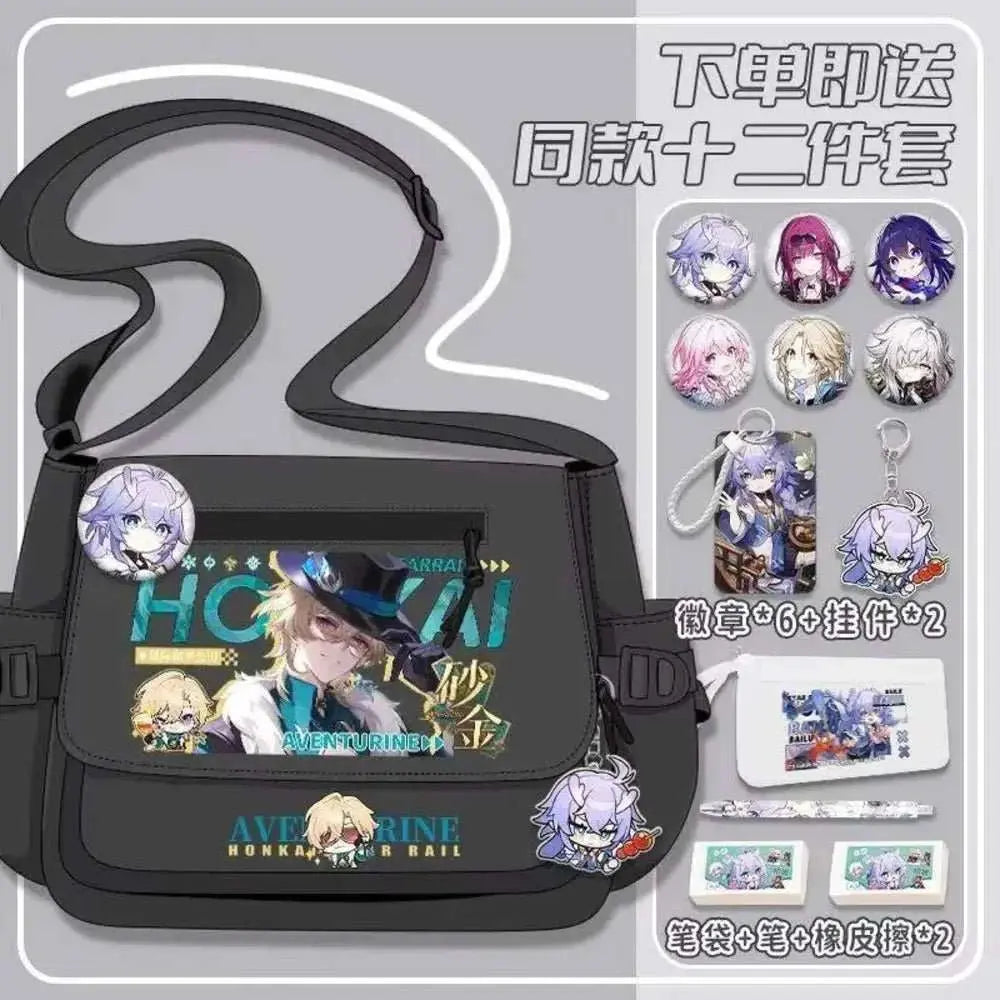 Anime Honkai: Star Rail Aventurine Sparkle Sunday Cosplay Shoulder Student Sports Crossbody Backpack Messenger Bag - AMIR BAGS INDIA PRIVATE LIMITED
