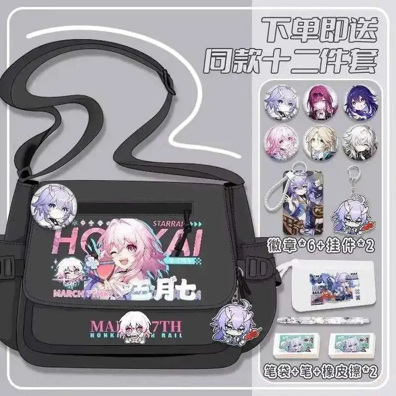 Anime Honkai: Star Rail Aventurine Sparkle Sunday Cosplay Shoulder Student Sports Crossbody Backpack Messenger Bag - AMIR BAGS INDIA PRIVATE LIMITED