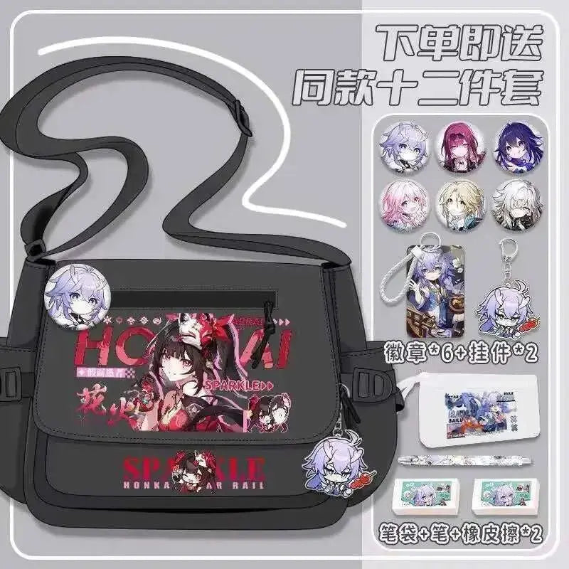 Anime Honkai: Star Rail Aventurine Sparkle Sunday Cosplay Shoulder Student Sports Crossbody Backpack Messenger Bag - AMIR BAGS INDIA PRIVATE LIMITED