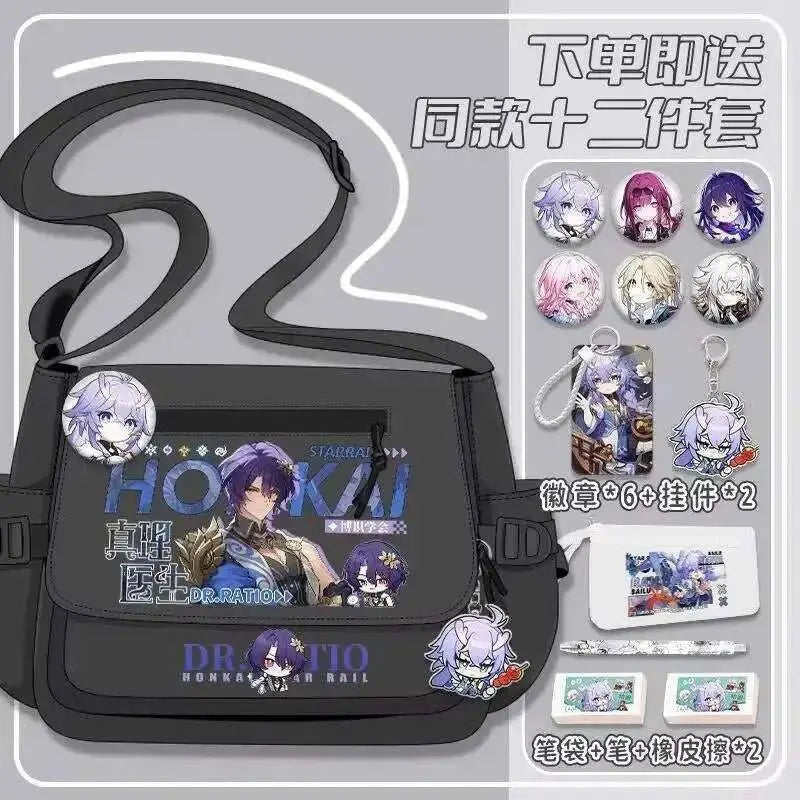 Anime Honkai: Star Rail Aventurine Sparkle Sunday Cosplay Shoulder Student Sports Crossbody Backpack Messenger Bag - AMIR BAGS INDIA PRIVATE LIMITED