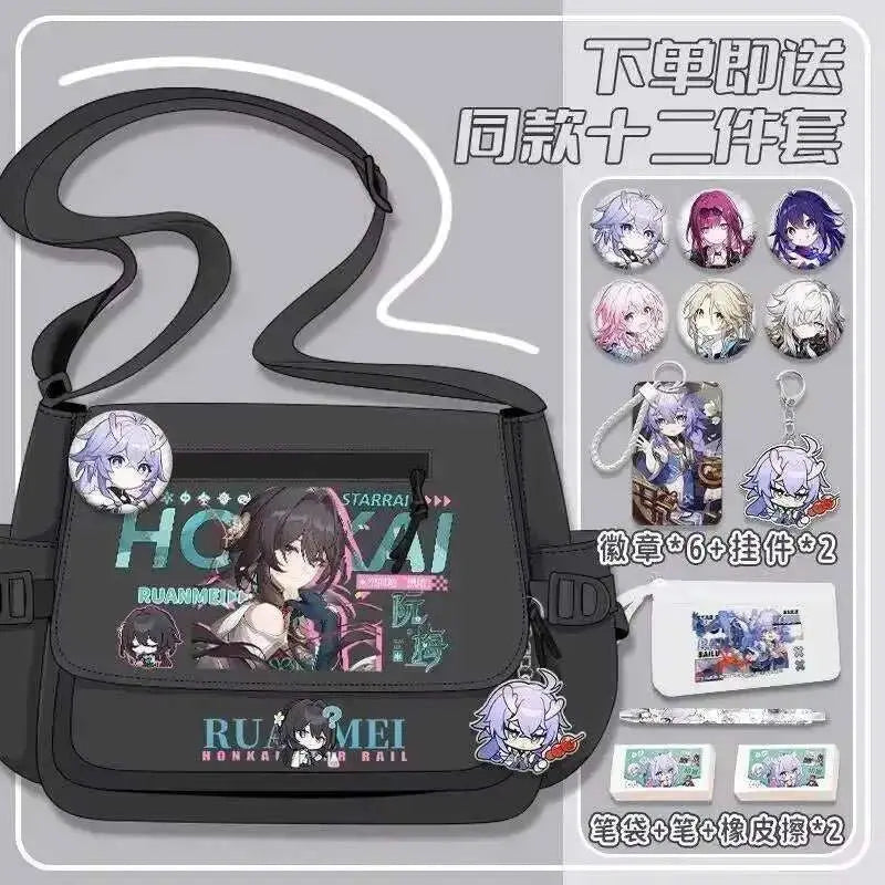 Anime Honkai: Star Rail Aventurine Sparkle Sunday Cosplay Shoulder Student Sports Crossbody Backpack Messenger Bag - AMIR BAGS INDIA PRIVATE LIMITED