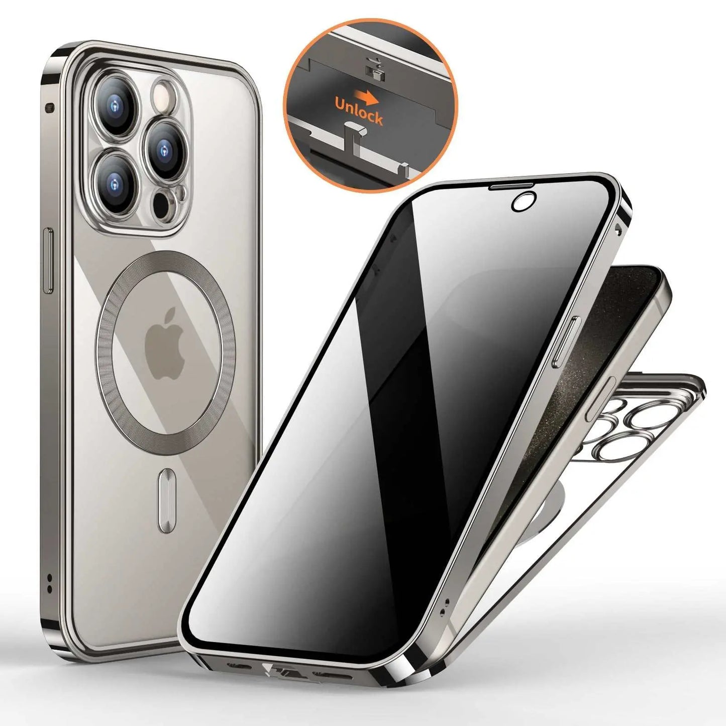 Anti - Privacy Metal Buckle Magnetic Support Wireless Charging Double - Sided Lens Full Cover Phone Case Protective Cover - AMIR BAGS INDIA PRIVATE LIMITED