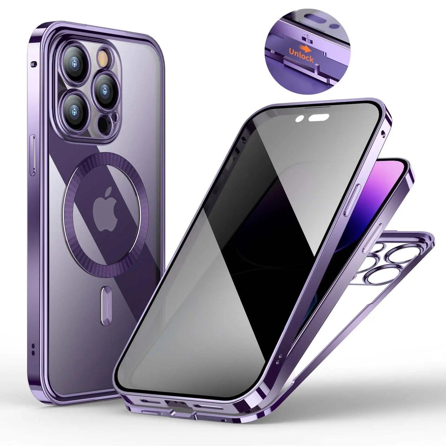 Anti - Privacy Metal Buckle Magnetic Support Wireless Charging Double - Sided Lens Full Cover Phone Case Protective Cover - AMIR BAGS INDIA PRIVATE LIMITED