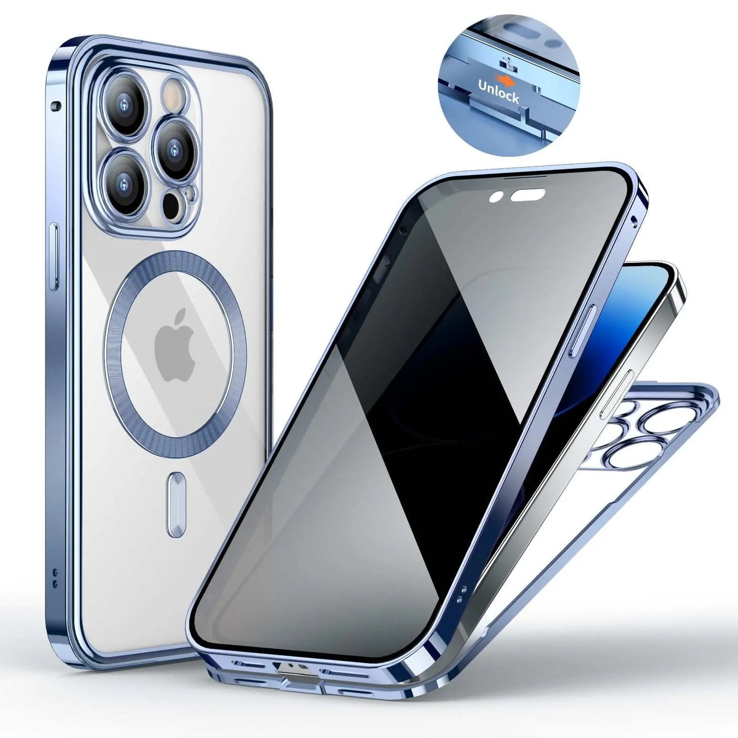 Anti - Privacy Metal Buckle Magnetic Support Wireless Charging Double - Sided Lens Full Cover Phone Case Protective Cover - AMIR BAGS INDIA PRIVATE LIMITED