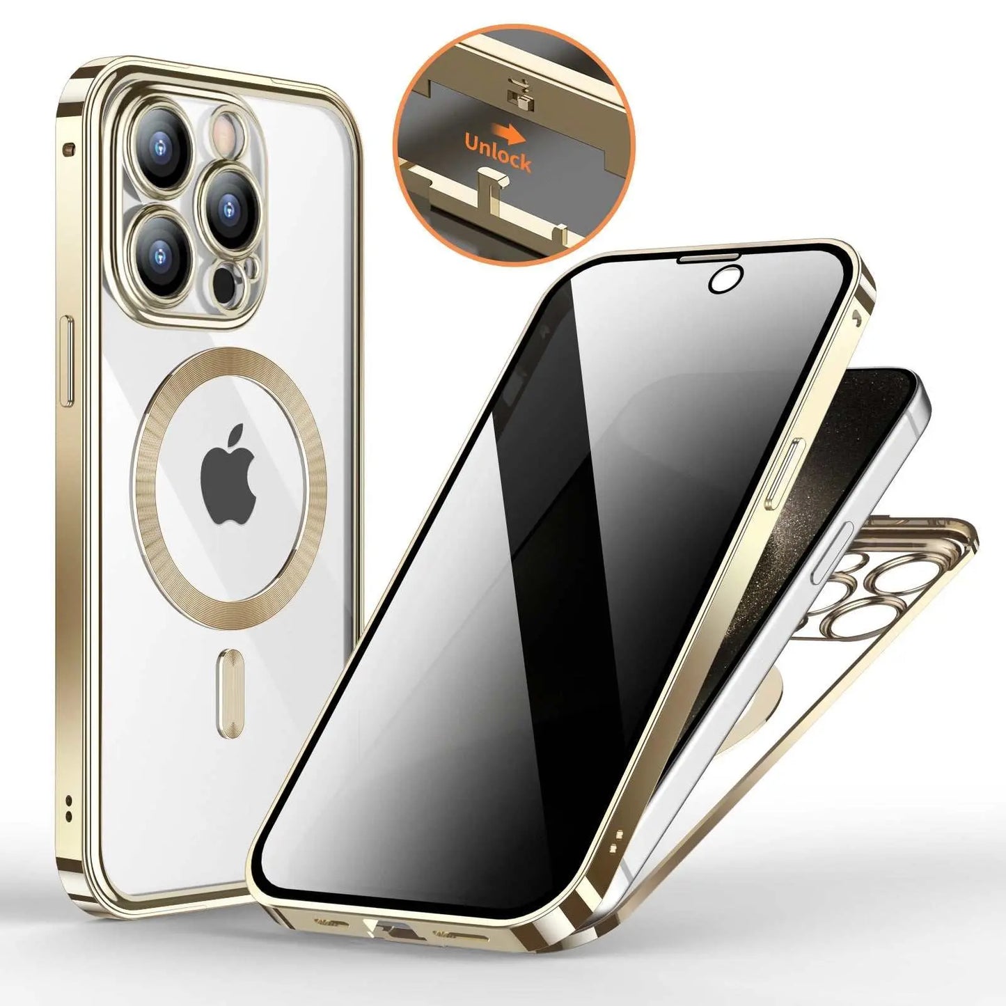 Anti - Privacy Metal Buckle Magnetic Support Wireless Charging Double - Sided Lens Full Cover Phone Case Protective Cover - AMIR BAGS INDIA PRIVATE LIMITED